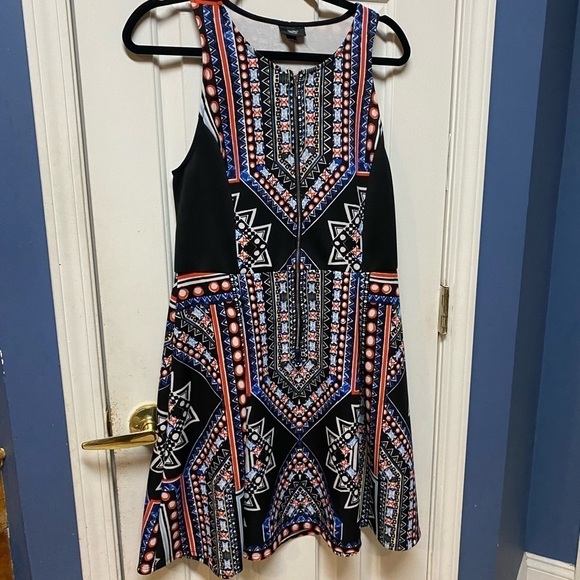 Mossimo A-line Geo tribal boho Dress With Zipper Front Closure sleeveless size L - Picture 1 of 9
